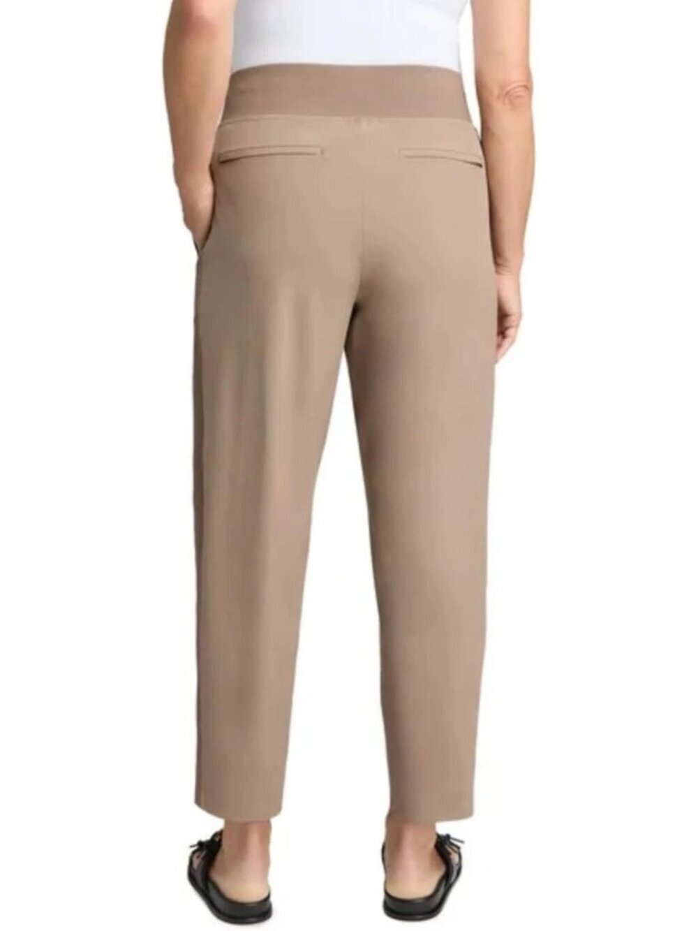NWT Kirkland Signature L Ankle Pants Pullon Rib Panel Tan  G2241 - Picture 2 of 15